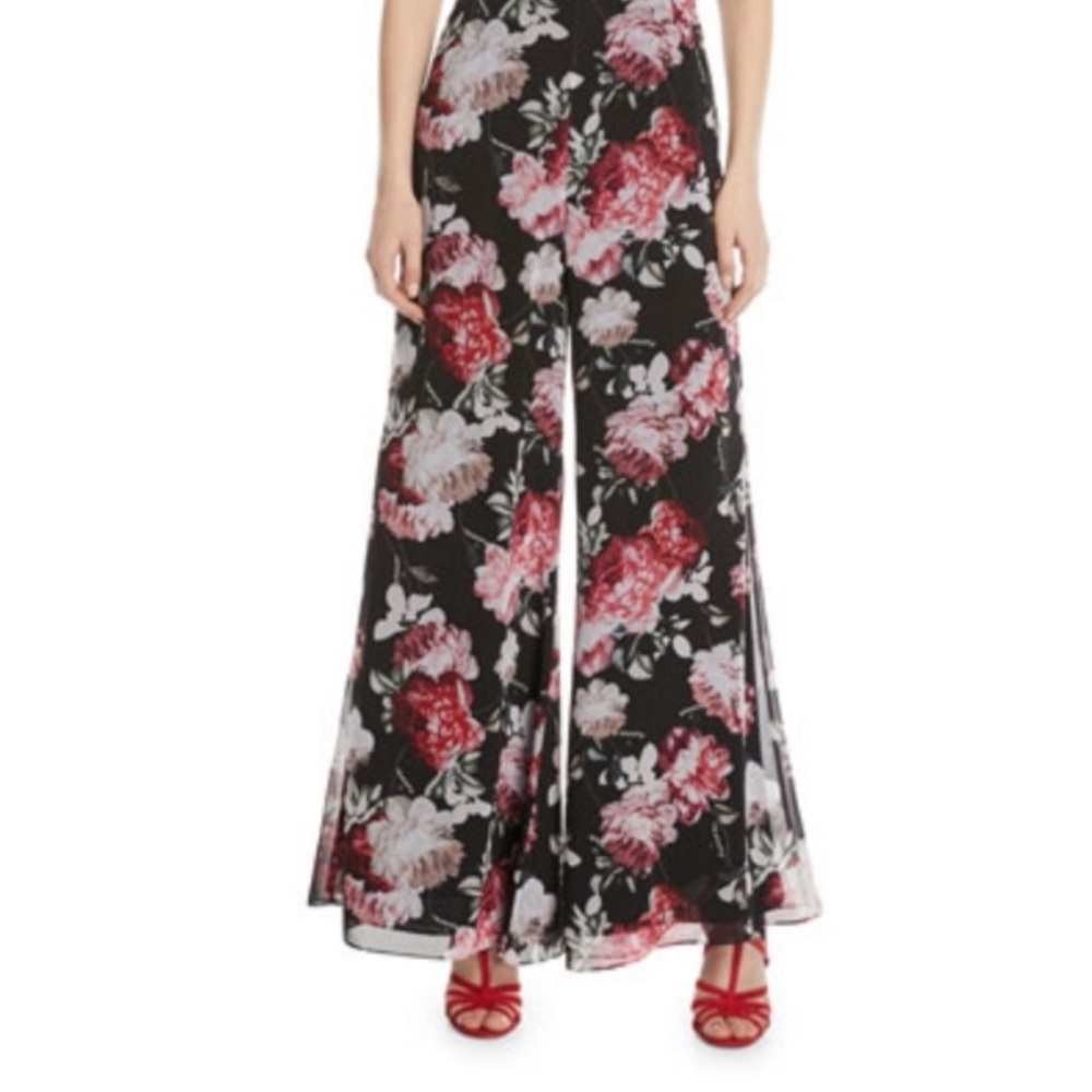 Fame And Partners Ole Floral Chiffon Wide Leg Jumpsuit